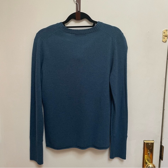 100% Cashmere Blue V-Neck Sweater from Just Cashmere by Forte Size Large - Picture 3 of 3
